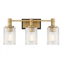  8-1102-3-143 - Concord 3-Light Bathroom Vanity Light in Matte Black with Warm Brass