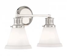  2402-PN-MO - Alden Bath Light - Polished Nickel, Matte Opal