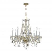  1138-PB-CL-S - Traditional Crystal 8 Light Swarovski Strass Crystal Polished Brass Chandelier