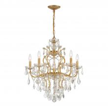  4455-GA-CL-S - Filmore 6 Light Swarovski Strass Crystal Antique Gold Chandelier