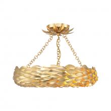  535-GA_CEILING - Broche 6 Light LED Antique Gold Semi Flush Mount