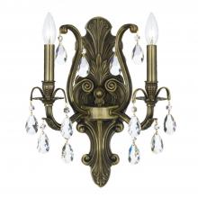  5563-AB-CL-S - Dawson 2 Light Swarovski Strass Crystal Antique Brass Sconce