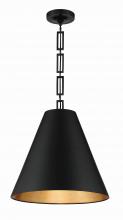  8687-MK-GA - Brian Patrick Flynn Alston 3 Light Matte Black + Antique Gold Pendant