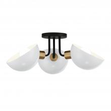  GIG-810-BK-AG - Gigi 3 Light Black + Aged Brass Semi Flush Mount