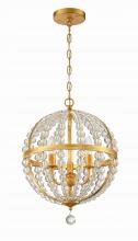  ROX-A9003-GA - Roxy 3 Light Antique Gold Mini Chandelier