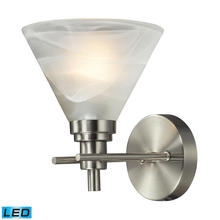 ELK Home Plus 11400/1-LED - Pemberton 1-Light Vanity Lamp in Brushed Nickel with White Marbleized Glass - Includes LED Bulb