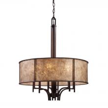 ELK Home Plus 15034/6 - Barringer 6-Light Chandelier in Aged Bronze with Tan Mica Shade