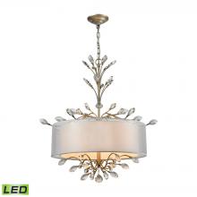 ELK Home Plus 16282/4-LED - Asbury 4-Light Chandelier in Aged Silver with Organza and White Fabric Shade - Includes LED Bulbs