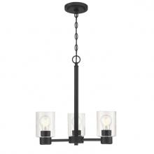  6115400 - 3 Light Chandelier Matte Black Finish Clear Glass