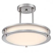  6136600 - 12 in. 15W LED Semi-Flush with Color Temperature Selection Brushed Nickel Finish Frosted Acrylic