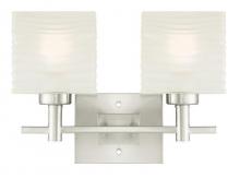  6303900 - 2 Light Wall Fixture Brushed Nickel Finish Rippled White Glazed Glass