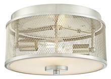  6327900 - 13 in. 2 Light Flush Brushed Nickel Finish Mesh and Frosted Glass