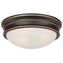  6578200 - 13 in. 2 Light Flush Oil Rubbed Bronze Finish with Highlights Frosted Glass