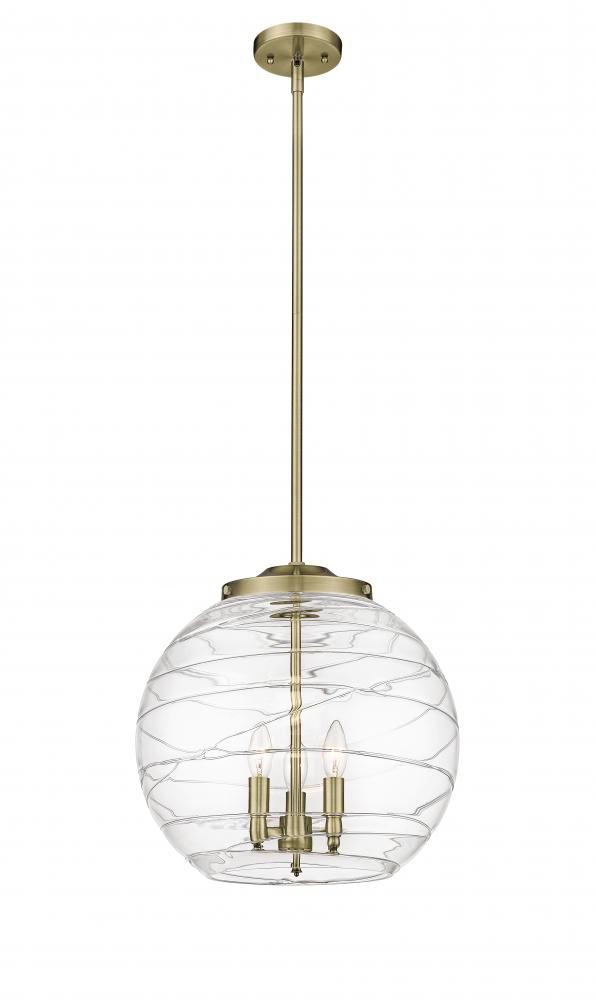 Athens Deco Swirl - 3 Light - 16 inch - Antique Brass - Cord hung - Pendant