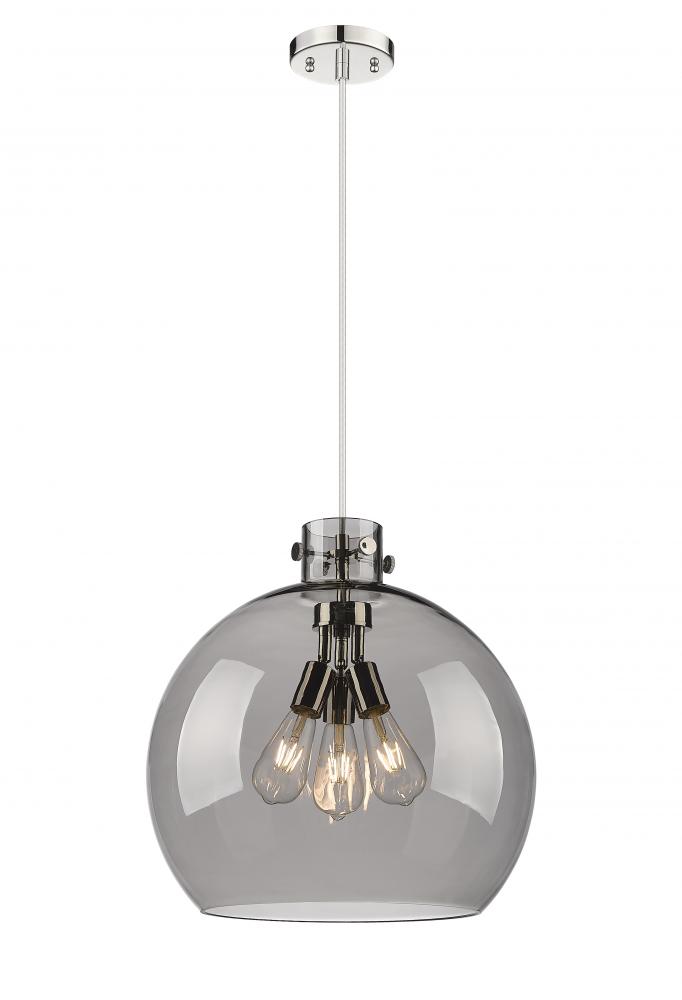 Newton Sphere - 3 Light - 18 inch - Polished Nickel - Cord hung - Pendant