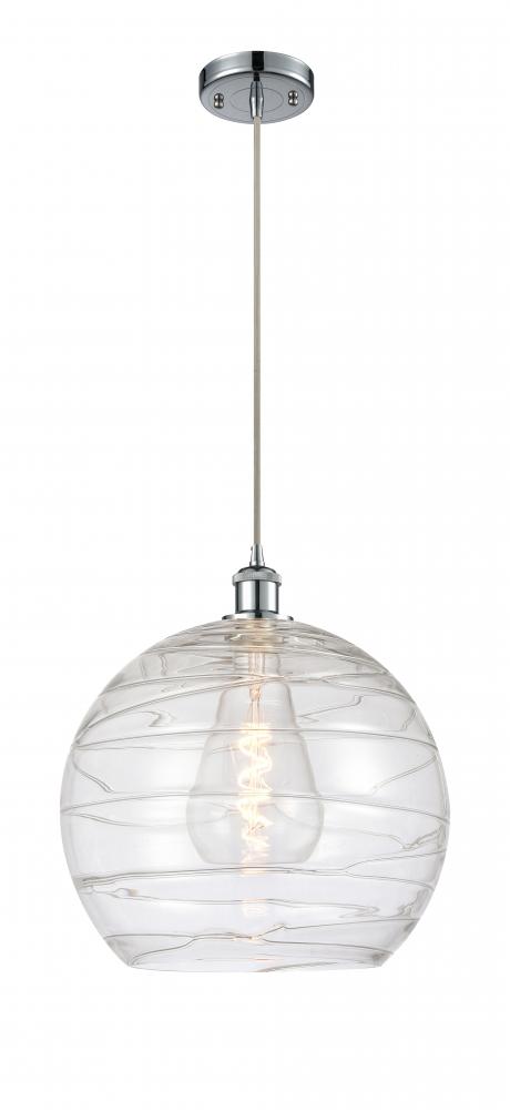 Athens Deco Swirl - 1 Light - 14 inch - Polished Chrome - Cord hung - Pendant