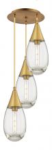  113-450-1P-BB-G450-6CL - Malone - 3 Light - 14 inch - Brushed Brass - Multi Pendant