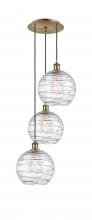  113B-3P-AB-G1213-10 - Athens Deco Swirl - 3 Light - 17 inch - Antique Brass - Cord hung - Multi Pendant