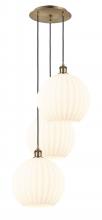  113B-3P-AB-G1217-12WV - White Venetian - 3 Light - 19 inch - Antique Brass - Cord Hung - Multi Pendant