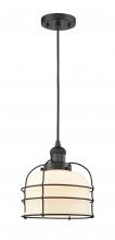  201C-BK-G71-CE - Bell Cage - 1 Light - 9 inch - Matte Black - Cord hung - Mini Pendant