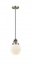  201CSW-AB-G201-6-LED - Beacon - 1 Light - 6 inch - Antique Brass - Cord hung - Mini Pendant