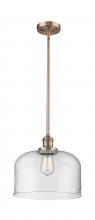  201S-AC-G72-L - Bell - 1 Light - 12 inch - Antique Copper - Stem Hung - Mini Pendant