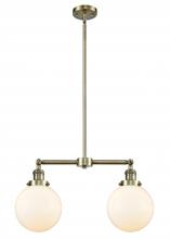  209-AB-G201-8-LED - Beacon - 2 Light - 25 inch - Antique Brass - Stem Hung - Island Light