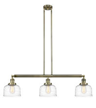  213-AB-G713-LED - Bell - 3 Light - 41 inch - Antique Brass - Stem Hung - Island Light