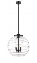 Innovations Lighting 221-3S-BK-G1213-18 - Athens Deco Swirl - 3 Light - 18 inch - Matte Black - Cord hung - Pendant