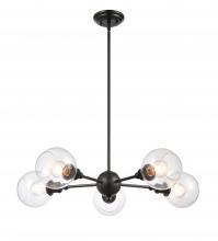  341-5CR-BK-G122-6 - Concord - 5 Light - 30 inch - Matte Black - Cord hung - Chandelier