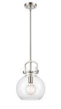 Innovations Lighting 410-1S-SN-10CL - Newton Sphere - 1 Light - 10 inch - Brushed Satin Nickel - Stem Hung - Mini Pendant