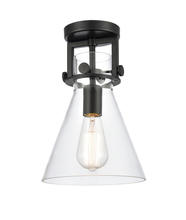  411-1F-BK-8CL-LED - Newton Cone - 1 Light - 8 inch - Matte Black - Flush Mount