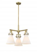 Innovations Lighting 411-3CR-BB-G411-7WH - Newton Cone - 3 Light - 21 inch - Brushed Brass - Pendant