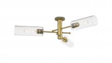  434-3F-BB-G434-12CL - Crown Point - 3 Light - 34 inch - Brushed Brass - Flush Mount