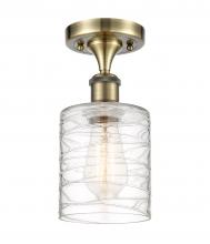  516-1C-AB-G1113-LED - Cobbleskill - 1 Light - 5 inch - Antique Brass - Semi-Flush Mount