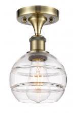  516-1C-AB-G556-6CL - Rochester - 1 Light - 6 inch - Antique Brass - Semi-Flush Mount