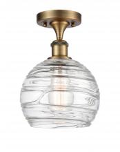  516-1C-BB-G1213-8-LED - Athens Deco Swirl - 1 Light - 8 inch - Brushed Brass - Semi-Flush Mount