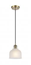 Innovations Lighting 516-1P-AB-G411-LED - Dayton - 1 Light - 6 inch - Antique Brass - Cord hung - Mini Pendant