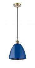  516-1P-AB-MBD-9-BL-LED - Plymouth - 1 Light - 9 inch - Antique Brass - Cord hung - Mini Pendant