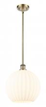  516-1S-AB-G1217-12WV - White Venetian - 1 Light - 12 inch - Antique Brass - Mini Pendant