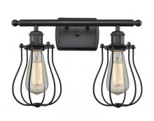  516-2W-BK-CE513-BK-LED - Muselet - 2 Light - 16 inch - Matte Black - Bath Vanity Light