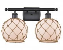  516-2W-BK-G121-8RB - Farmhouse Rope - 2 Light - 18 inch - Matte Black - Bath Vanity Light