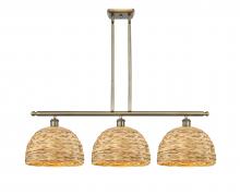  516-3I-AB-RBD-12-NAT - Woven Rattan - 3 Light - 39 inch - Antique Brass - Multi Pendant