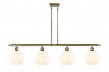  516-4I-AB-G1217-8WV - White Venetian - 4 Light - 48 inch - Antique Brass - Stem Hung - Island Light