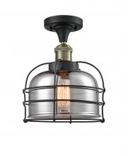  517-1CH-BAB-G73-CE-LED - Bell Cage - 1 Light - 8 inch - Black Antique Brass - Semi-Flush Mount