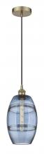  616-1P-AB-G557-8BL - Vaz - 1 Light - 8 inch - Antique Brass - Cord hung - Mini Pendant