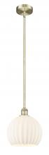  616-1S-AB-G1217-10WV - White Venetian - 1 Light - 10 inch - Antique Brass - Stem Hung - Mini Pendant