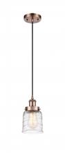  916-1P-AC-G513-LED - Bell - 1 Light - 5 inch - Antique Copper - Cord hung - Mini Pendant