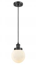  916-1P-BK-G201-6-LED - Beacon - 1 Light - 6 inch - Matte Black - Cord hung - Mini Pendant