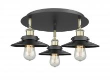  916-3C-BAB-M6-BK - Edison - 3 Light - 20 inch - Black Antique Brass - Flush Mount